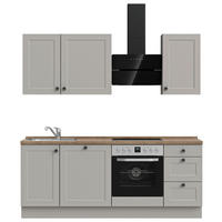 KÜCHENLEERBLOCK 210 cm   in Grau, Eiche dunkel  - Eiche dunkel/Schwarz, MODERN, Holzwerkstoff/Metall (210cm) - Nobilia