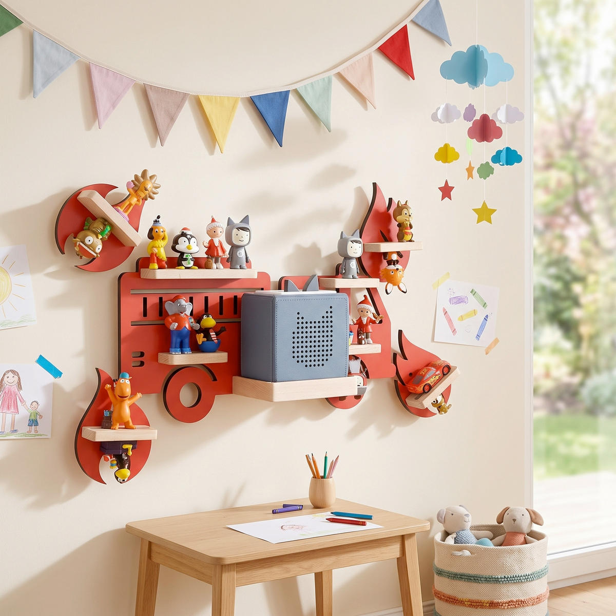 KINDERREGAL  - Rot, Modern, Holzwerkstoff (44/40/19cm) - Livetastic