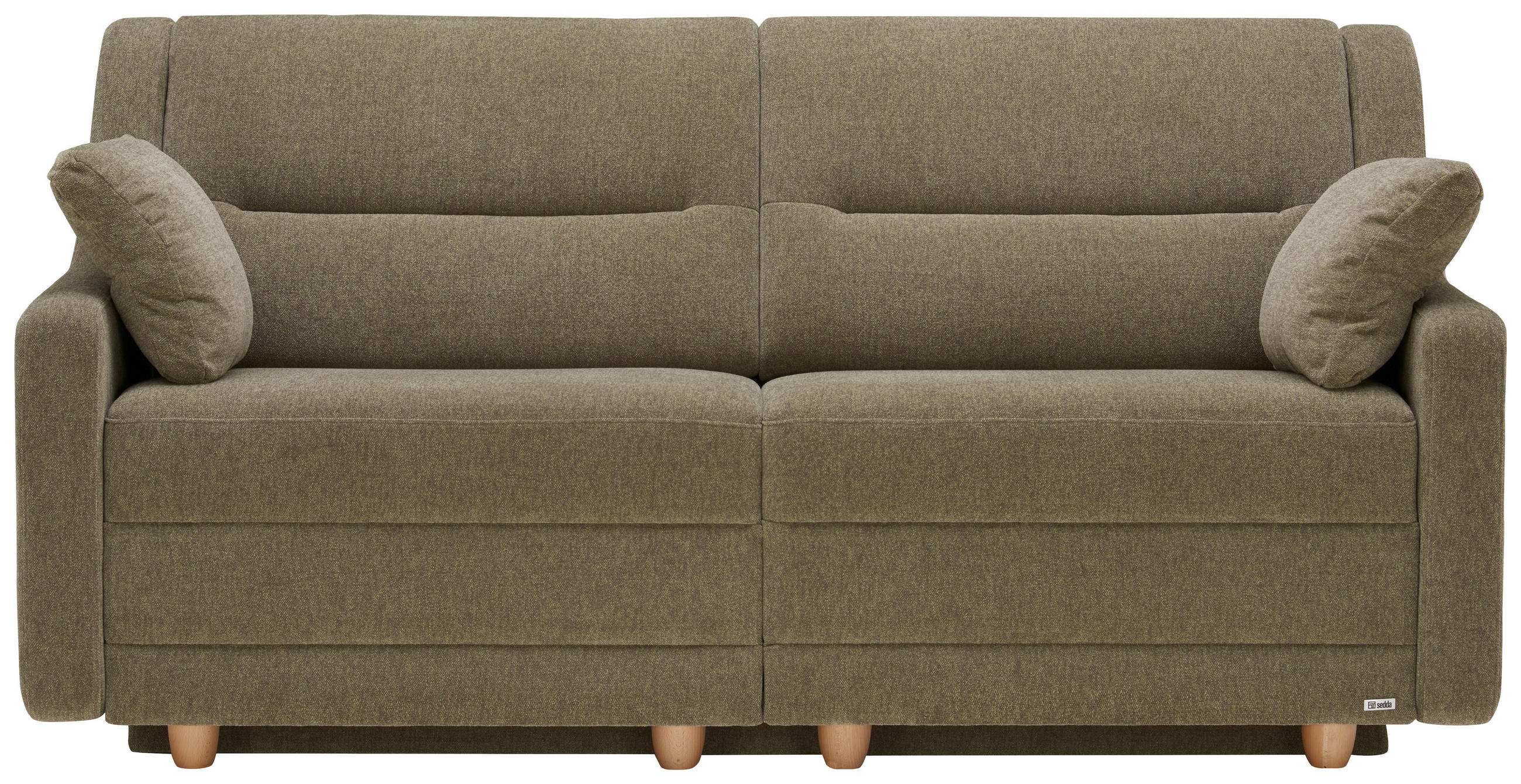 SCHLAFSOFA  in Chenille Olivgrün  - Buchefarben/Olivgrün, KONVENTIONELL, Holz/Textil (184/88/91cm) - Sedda