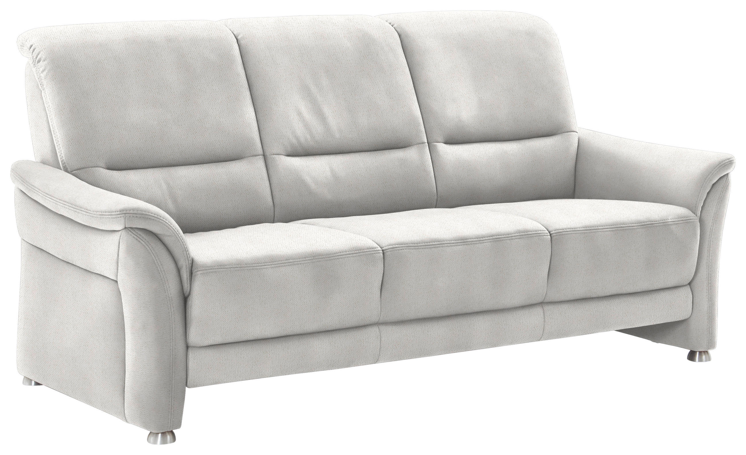 3-SITZER-SOFA Flachgewebe Alabasterfarben  - Alabasterfarben/Alufarben, Konventionell, Textil/Metall (198/96/93cm) - Beldomo Premium