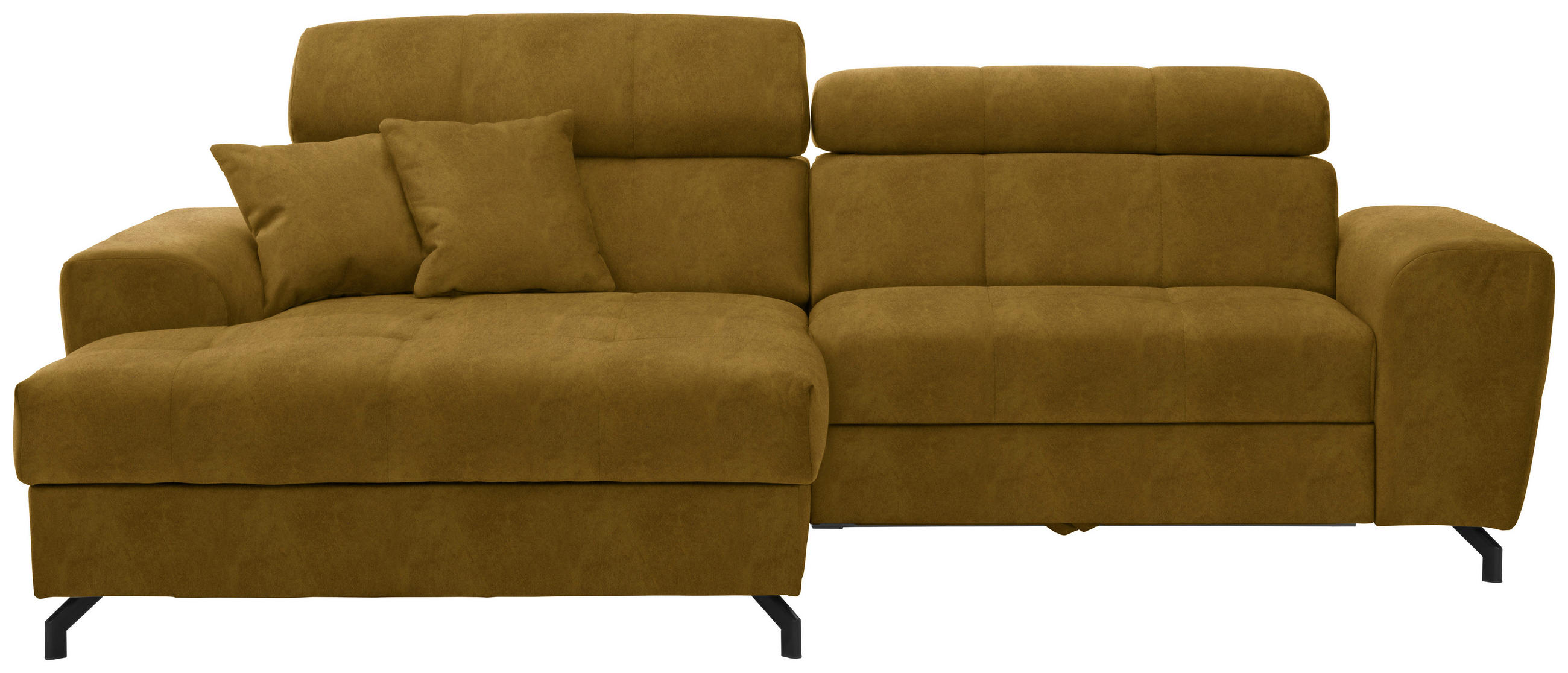 ECKSOFA  in Velours Gelb, Grün  181/267 cm  - Gelb/Schwarz, Design, Textil/Metall (181/267cm) - Carryhome