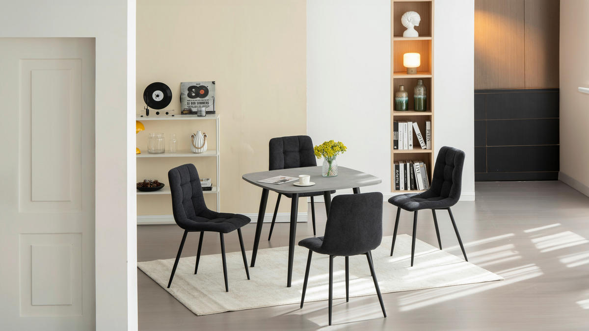 STOL S ŠTIRIMI NOGAMI, les, kovina, tekstil črna  - črna, Konvencionalno, kovina/tekstil (45/88/55cm) - P & B