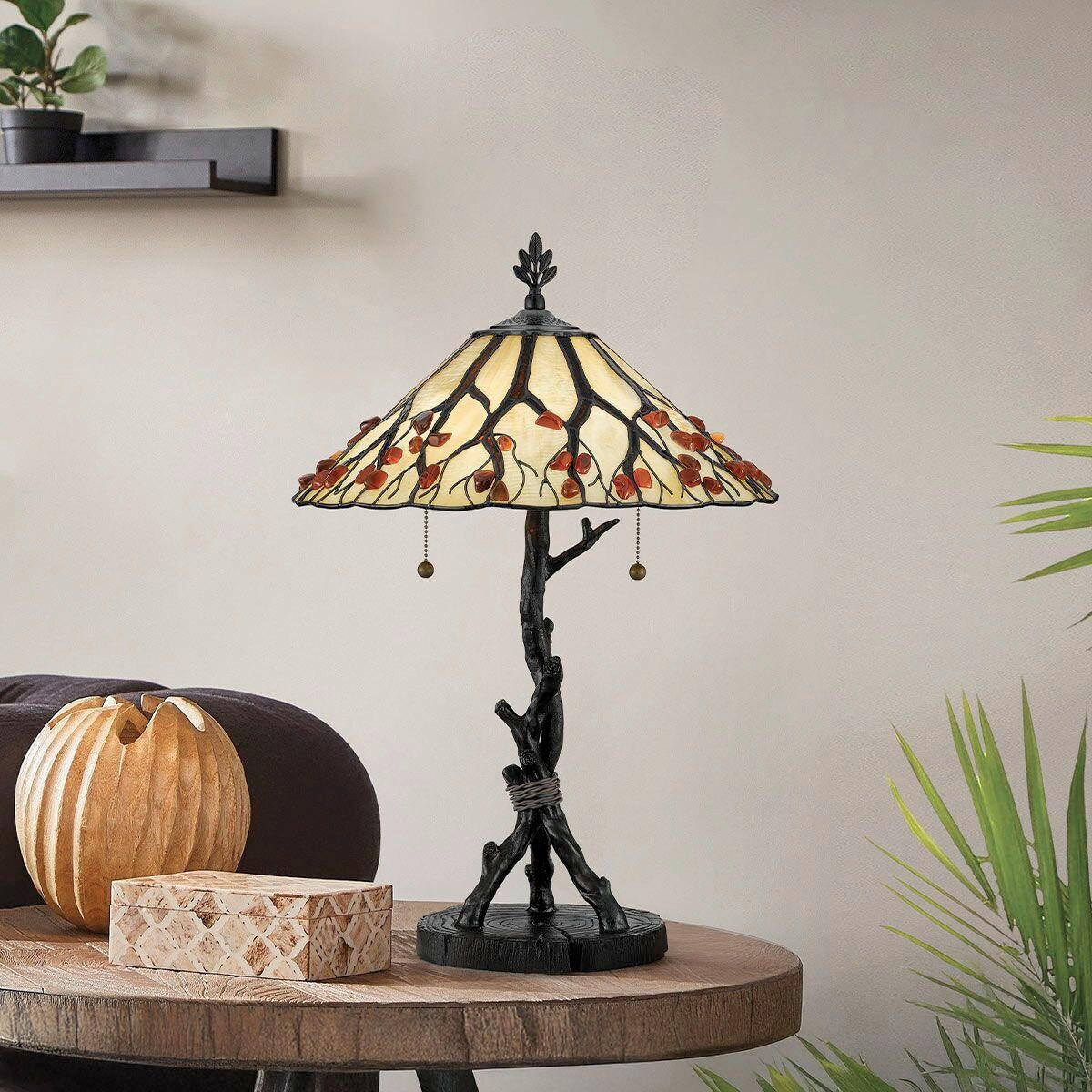 TISCHLEUCHTE - Dunkelbraun/Multicolor, Konventionell, Glas/Metall (62,9/43,2cm) - Elstead Lighting