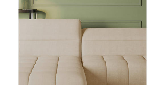 ECKSOFA Beige Flachgewebe Rücken echt, Kopfteilverstellung, Sitztiefenverstellung  - Beige/Schwarz, KONVENTIONELL, Textil/Metall (175/272cm) - Carryhome