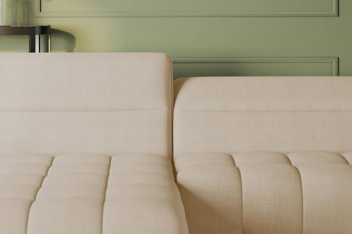 ECKSOFA Beige Flachgewebe Rücken echt, Kopfteilverstellung, Sitztiefenverstellung  - Beige/Schwarz, KONVENTIONELL, Textil/Metall (175/272cm) - Carryhome