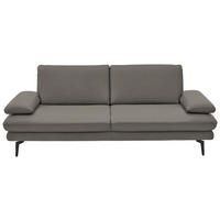 3-SITZER-SOFA in Echtleder Hellgrau  - Hellgrau/Schwarz, Design, Leder/Metall (222/86/104cm) - Dieter Knoll