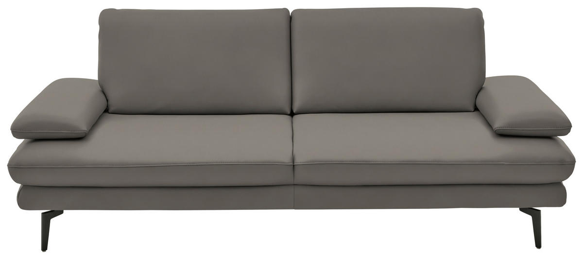 3-SITZER-SOFA in Echtleder Hellgrau  - Hellgrau/Schwarz, Design, Leder/Metall (222/86/104cm) - Dieter Knoll