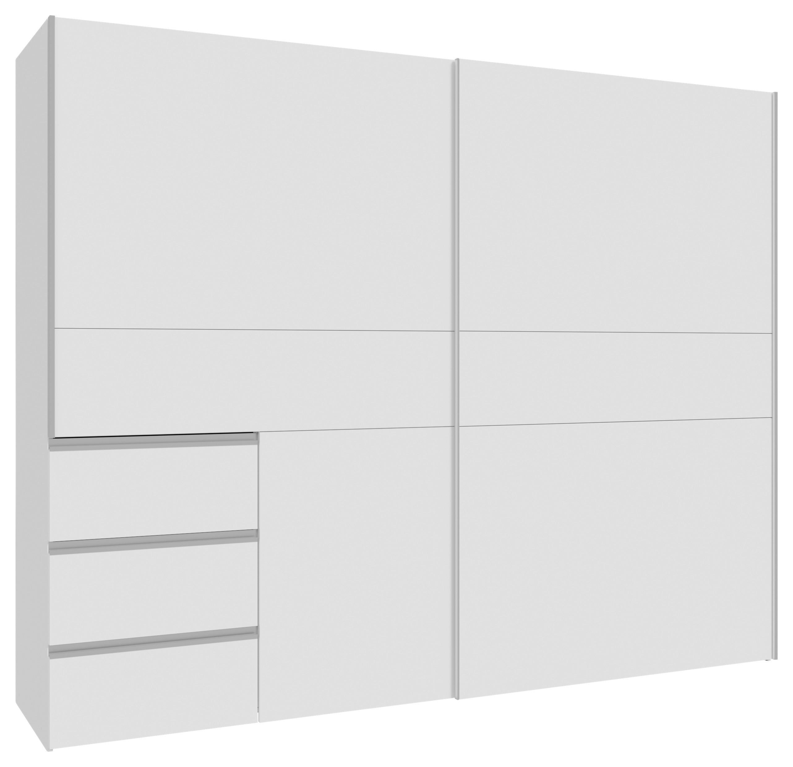 SCHWEBETÜRENSCHRANK 250/200/61 cm 2-türig Weiß  - Alufarben/Weiß, KONVENTIONELL, Holzwerkstoff/Metall (250/200/61cm) - Carryhome