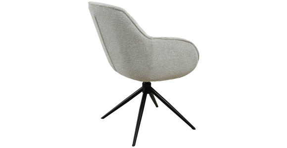 ARMLEHNSTUHL in Eisen Leinenoptik - Beige/Schwarz, Design, Textil/Metall (61/82/65cm) - Novel