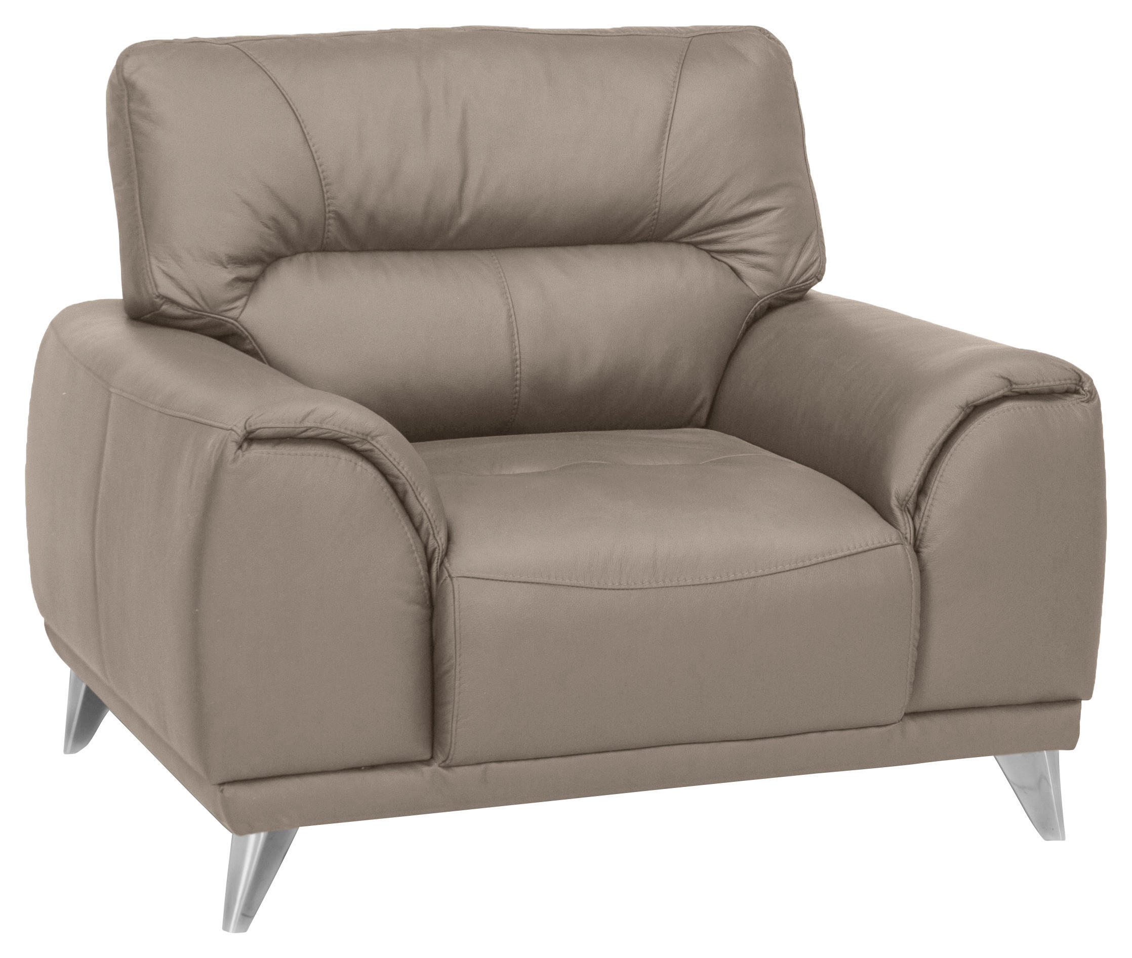 FERNSEHSESSEL Lederlook Sandfarben  - Sandfarben/Chromfarben, MODERN, Textil/Metall (112/92/96cm) - MID.YOU