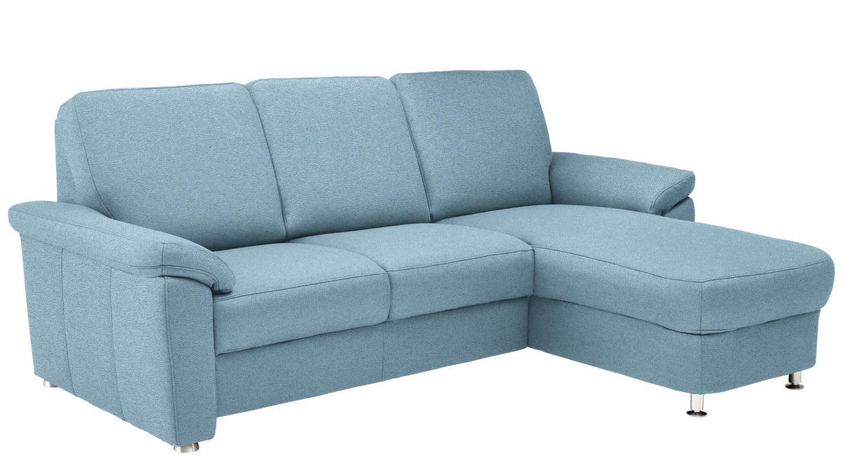 ECKSOFA in Webstoff Hellblau  - Chromfarben/Hellblau, Konventionell, Textil/Metall (220/163cm) - Beldomo System