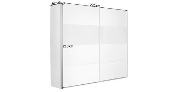 SCHWEBETÜRENSCHRANK 226/210/62 cm 2-türig Weiß  - Alufarben/Weiß, Basics, Glas/Holzwerkstoff (226/210/62cm) - Carryhome