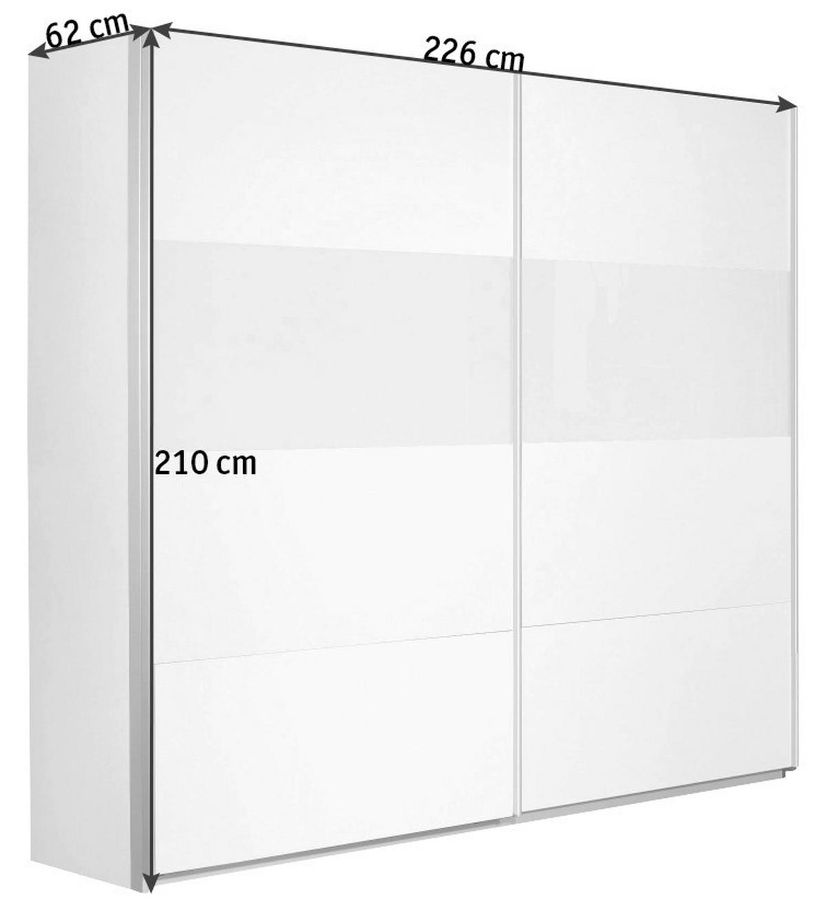 SCHWEBETÜRENSCHRANK in Weiss  - Weiss/Alufarben, Basics, Glas/Holzwerkstoff (226/210/62cm) - Xora