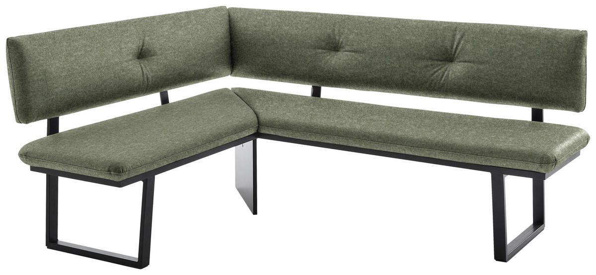 ECKBANK 140/180 cm  in Grün, Schwarz  - Schwarz/Grün, MODERN, Textil/Metall (140/180cm) - Cantus