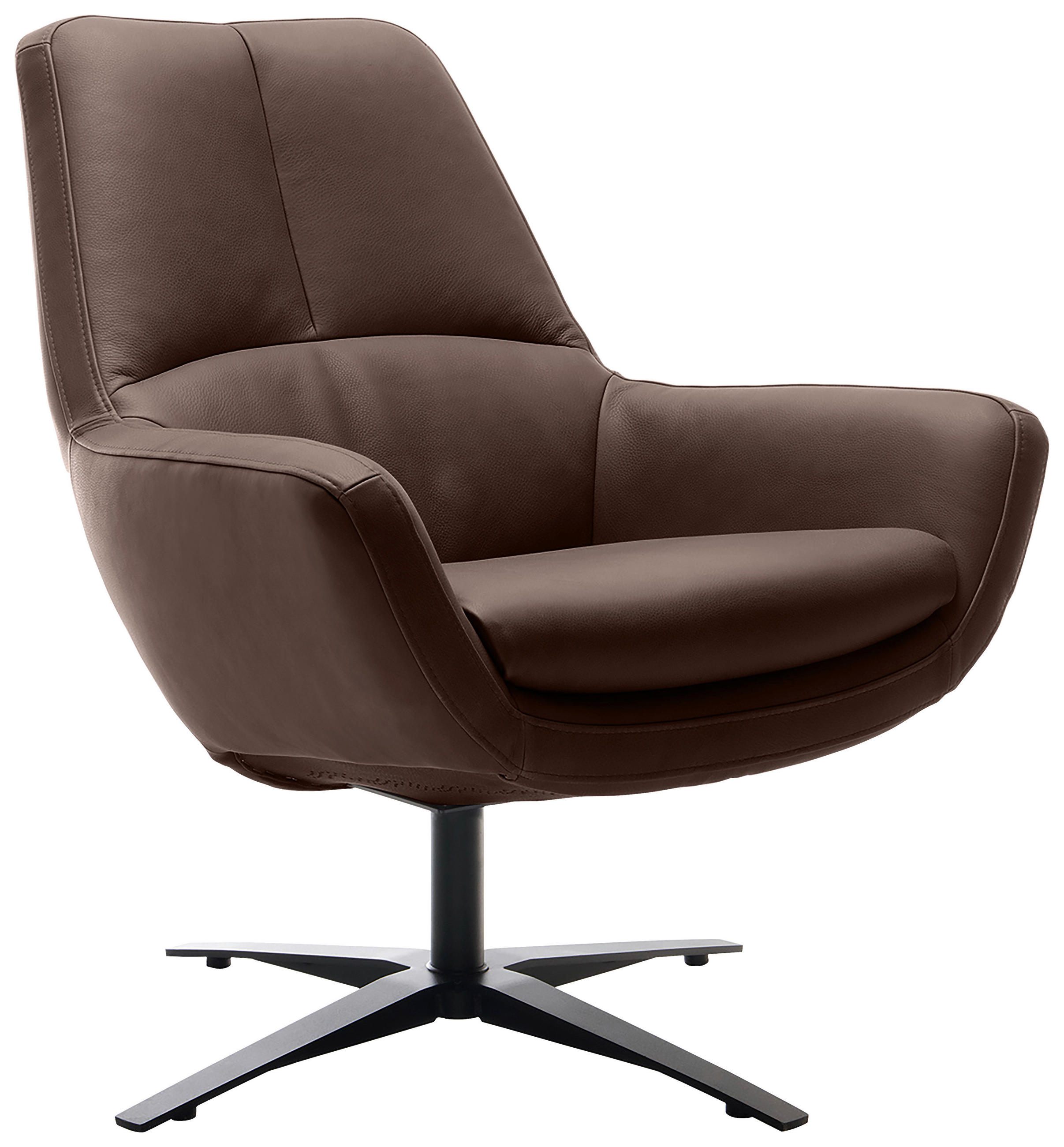 SESSEL BE ORGANIC Echtleder Braun    - Schwarz/Braun, MODERN, Leder/Metall (81/92/83cm) - Trendmanufaktur