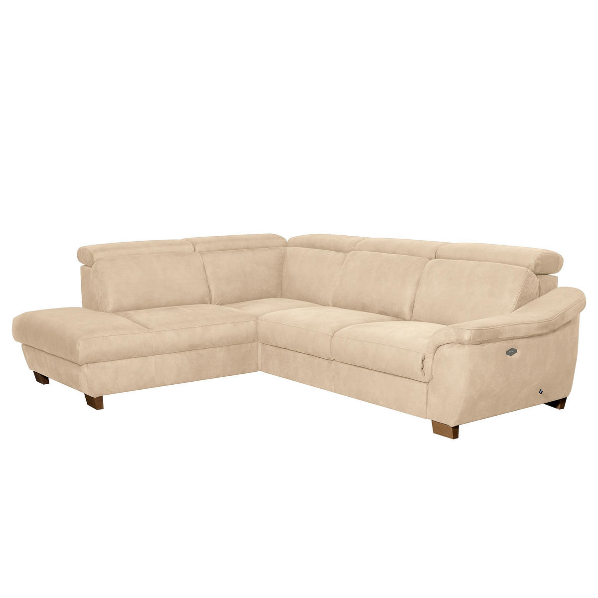ECKSOFA TREND in Mikrofaser Beige Bettkasten, Relaxfunktion, Kopfteilverstellung  238/276 cm  - Wengefarben/Beige, Design, Holz/Textil (238/276cm) - Livetastic