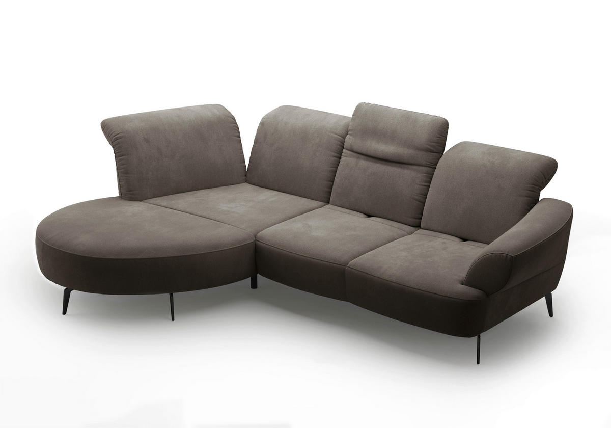 ECKSOFA DANCE E Schlammfarben Flachgewebe  - Schlammfarben/Schwarz, MODERN, Textil/Metall (208/313cm) - Sit & More