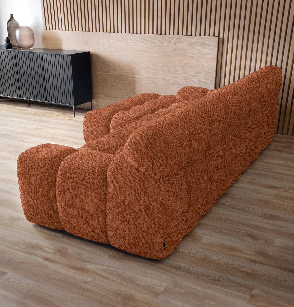 ECKSOFA Rostfarben Webstoff  - Rostfarben/Schwarz, MODERN, Kunststoff/Textil (180/297cm) - Welnova
