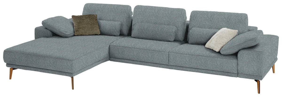 ECKSOFA in Flachgewebe Blaugrau  193/334 cm  - Wildeiche/Blaugrau, Design, Holz/Textil (193/334cm) - Niels Andersson