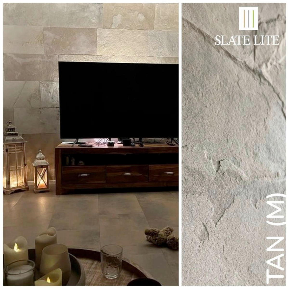 WANDPANEEL Grau, Sandfarben, Beige, Greige  - Sandfarben/Greige, Basics, Kunststoff/Stein (122/61cm)