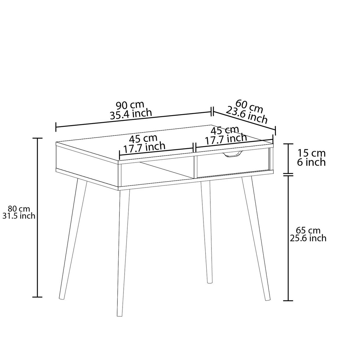 SCHREIBTISCH 90/60/80 cm  in Weiß  - Eichefarben/Weiß, Design, Holzwerkstoff (90/60/80cm) - Livetastic