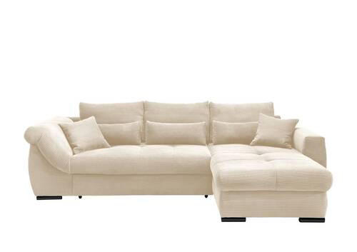 ECKSOFA Beige Cord  - Beige/Schwarz, MODERN, Holz/Textil (302/188cm) - MID.YOU