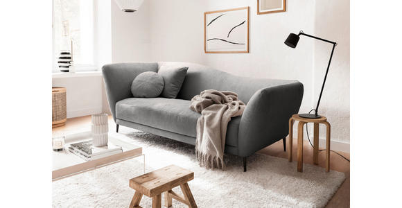 RÉCAMIERE Platinfarben Chenille Zierkissen, Rücken echt  - Platinfarben/Schwarz, KONVENTIONELL, Textil/Metall (224/70/97cm) - Hom`in