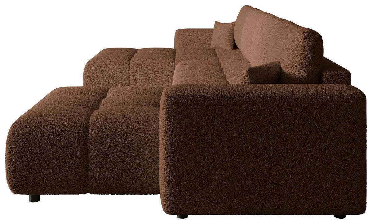 WOHNLANDSCHAFT Rostfarben Bouclé  - Rostfarben/Schwarz, MODERN, Kunststoff/Textil (190/380/190cm) - Carryhome