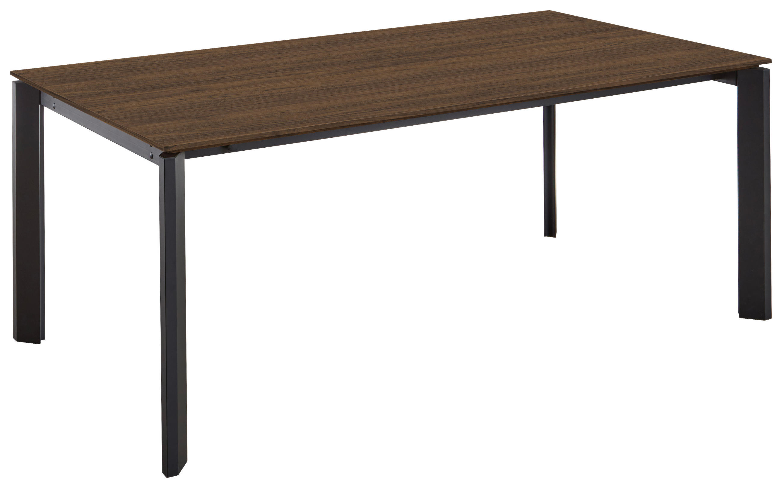 ESSTISCH rechteckig Schwarz, Nussbaumfarben  - Nussbaumfarben/Schwarz, Basics, Holzwerkstoff/Metall (160/95/76cm) - Celina Home