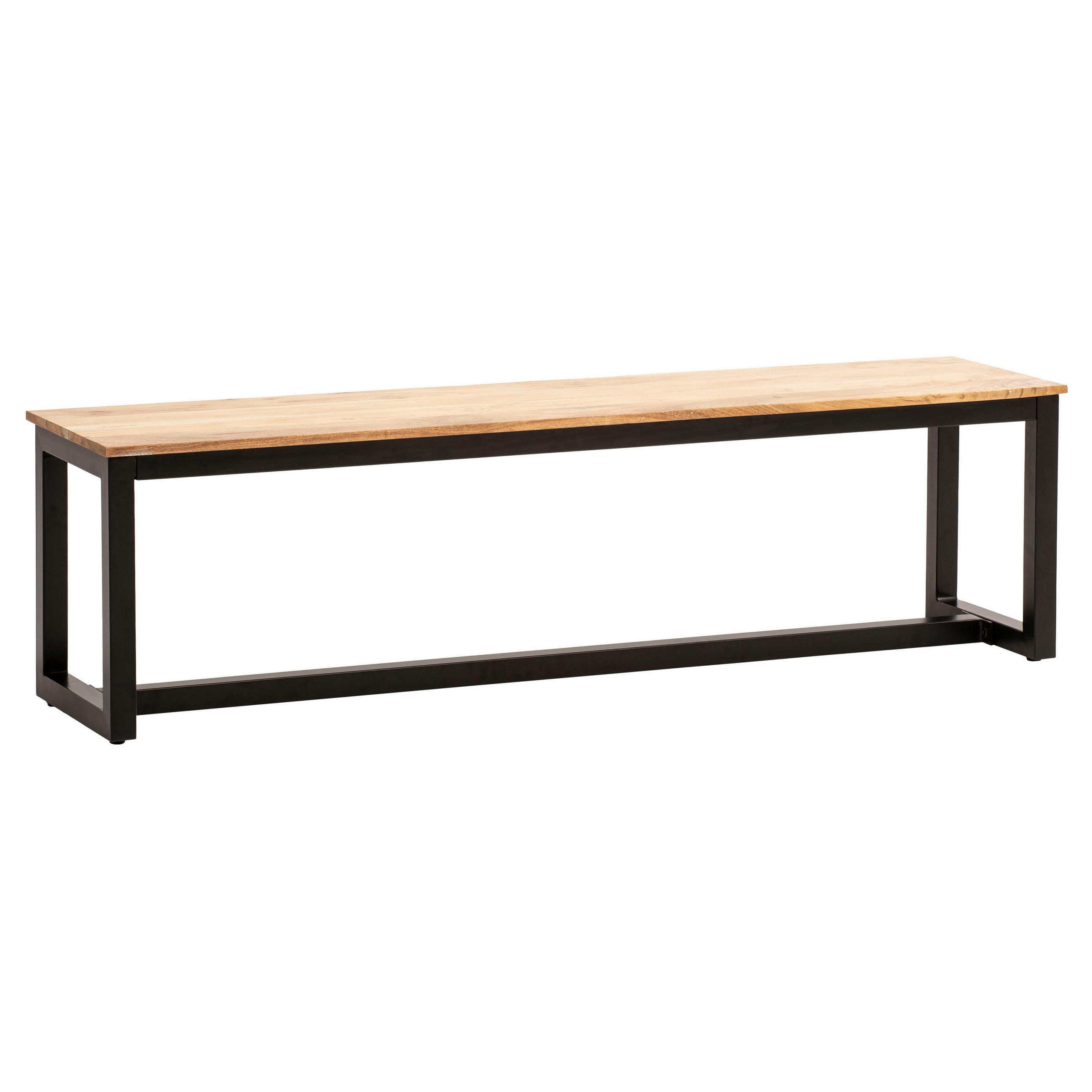 SITZBANK 160/45/40 cm Akaziefarben Akazie massiv Metall  - Schwarz/Akaziefarben, Design, Holz/Metall (160/45/40cm) - MID.YOU