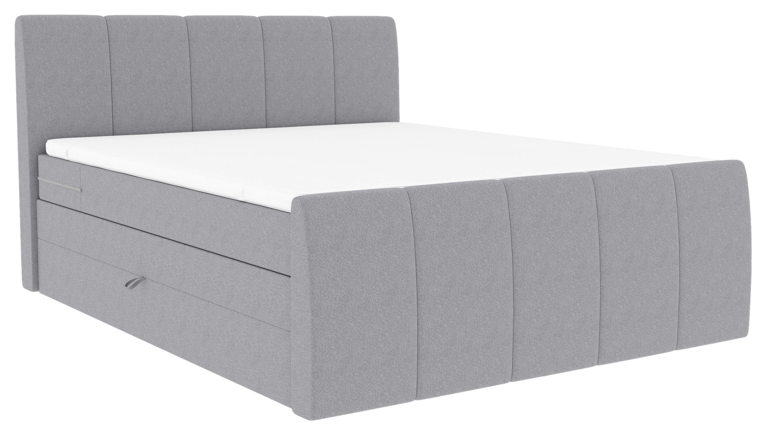 BOXSPRINGBETT 180/200 cm  in Hellgrau  - Hellgrau/Schwarz, KONVENTIONELL, Kunststoff/Textil (180/200cm) - Carryhome