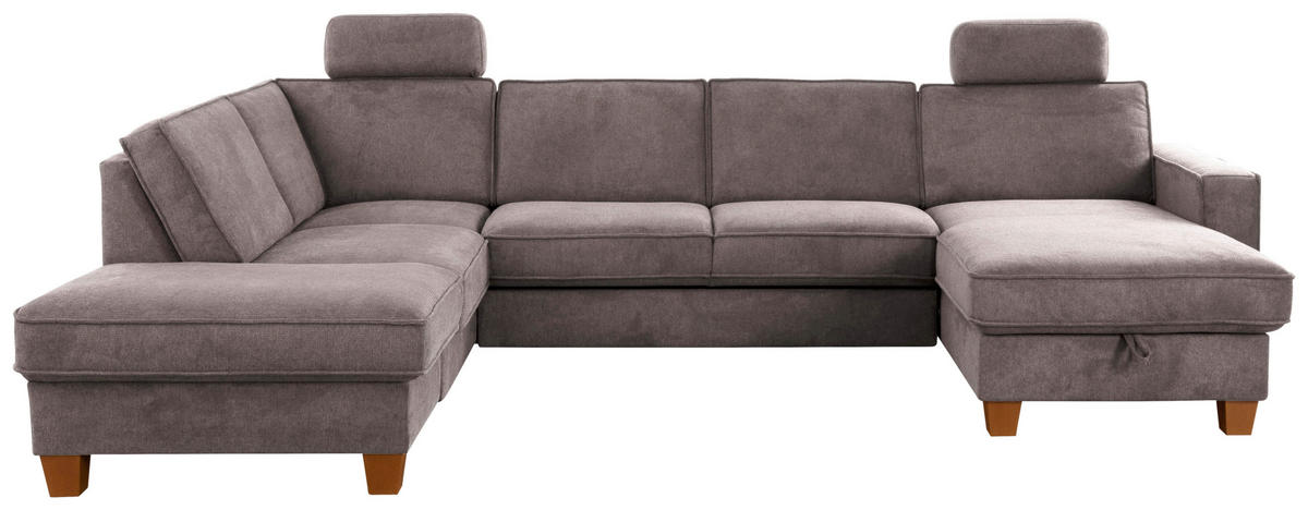 WOHNLANDSCHAFT in Flachgewebe Taupe  - Taupe/Eichefarben, Konventionell, Holz/Textil (213/309/161cm) - Sit & More