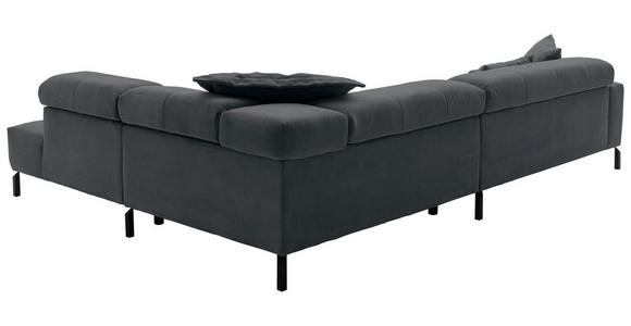 ECKSOFA in Feincord Anthrazit  - Anthrazit/Schwarz, KONVENTIONELL, Textil/Metall (311/219cm) - Hom`in