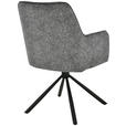 ARMLEHNSTUHL  Sitzfläche 360° drehbar Leinenoptik  Grau, Schwarz  - Schwarz/Grau, Design, Textil/Metall (57/91/65cm) - Carryhome