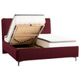 POLSTERBETT Matratze, Lattenrost, Topper Bordeaux 180/200 cm - Bordeaux/Schwarz, KONVENTIONELL, Leder/Holz (180/200cm) - Novel