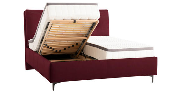 POLSTERBETT Matratze, Lattenrost, Topper Bordeaux 180/200 cm - Bordeaux/Schwarz, KONVENTIONELL, Leder/Holz (180/200cm) - Novel