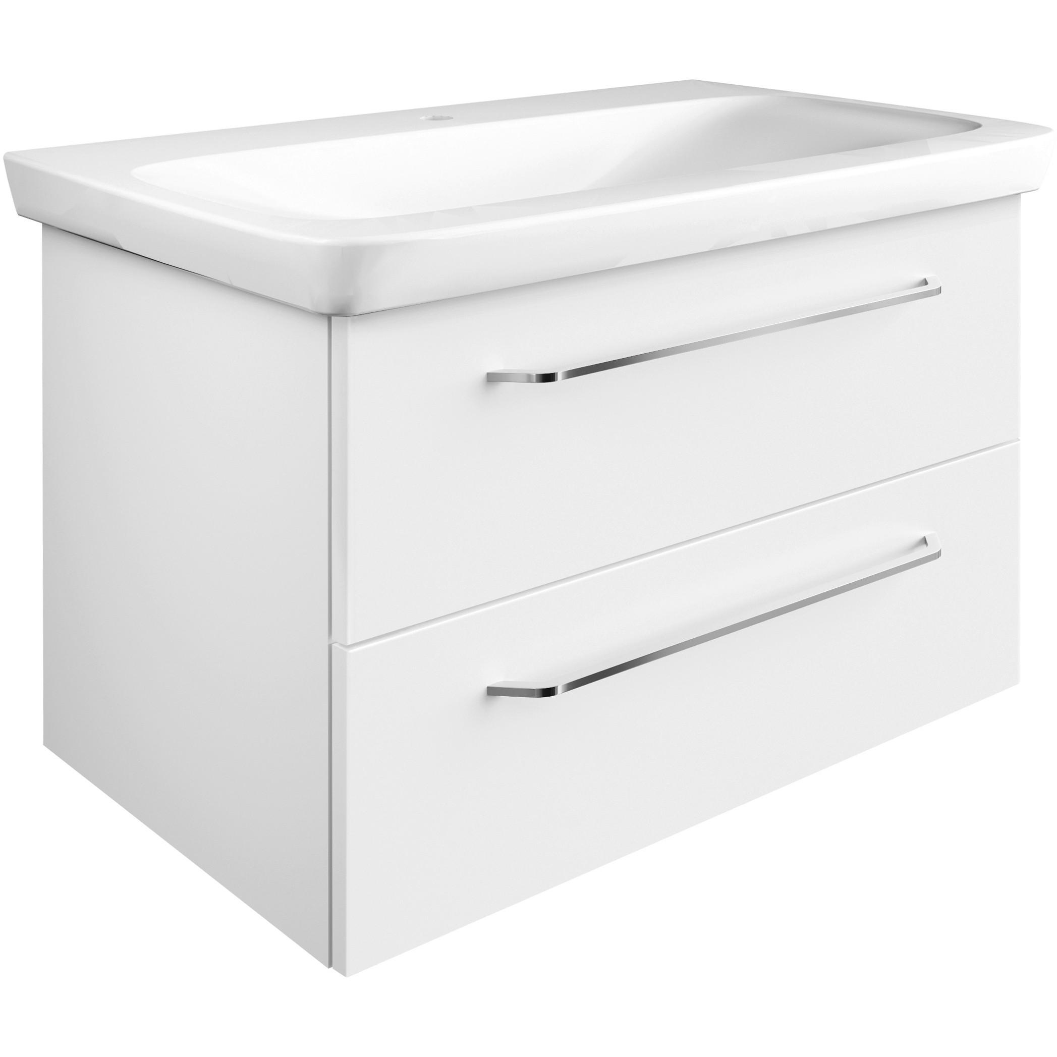 WASCHTISCHKOMBI 89 cm  - Chromfarben/Weiß Hochglanz, Design, Keramik/Holzwerkstoff (89cm) - Voleo