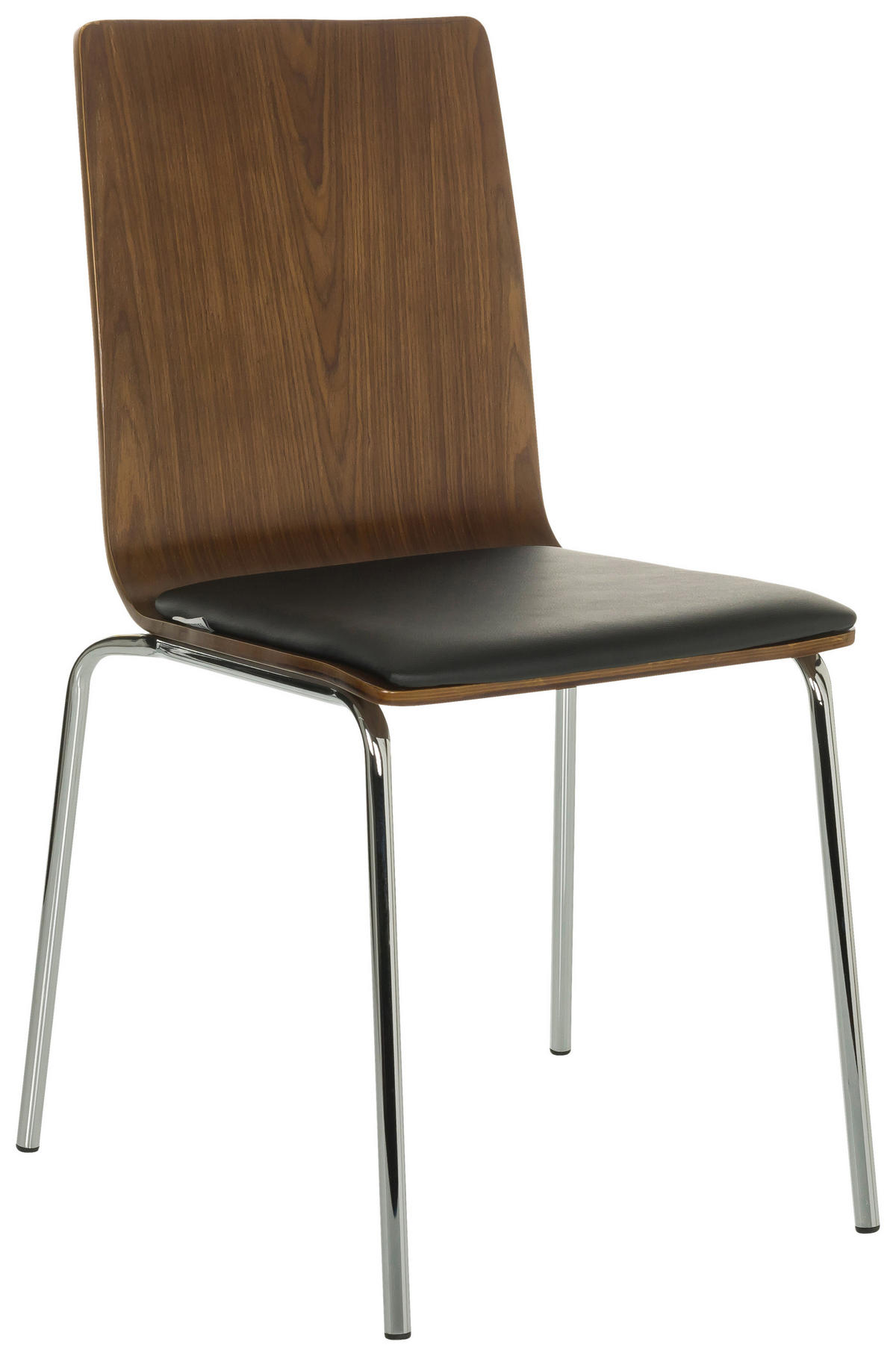 BESUCHERSTUHL  in Schwarz  - Silberfarben/Schwarz, Basics, Leder/Holz (50/86/55cm) - MID.YOU