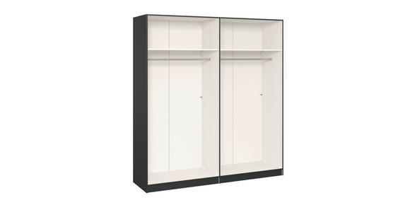 DREHTÜRENSCHRANK  in Anthrazit, Schwarz  - Edelstahlfarben/Anthrazit, Design, Glas/Holzwerkstoff (203/195/59cm) - Carryhome