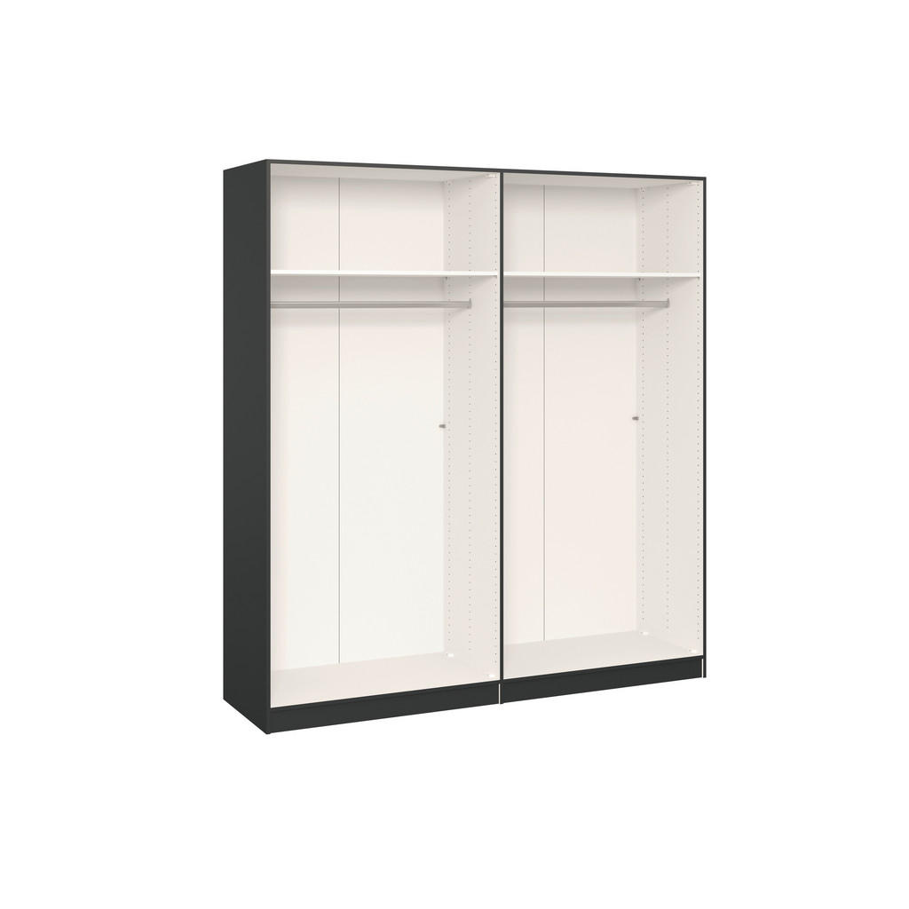 Thumbnail - Boxxx Drehtürenschrank, Anthrazit, Schwarz, Holzwerkstoff, 2 Fächer, 203x195x59 cm, erweiterbar, Beimöbel erhältlich, um...