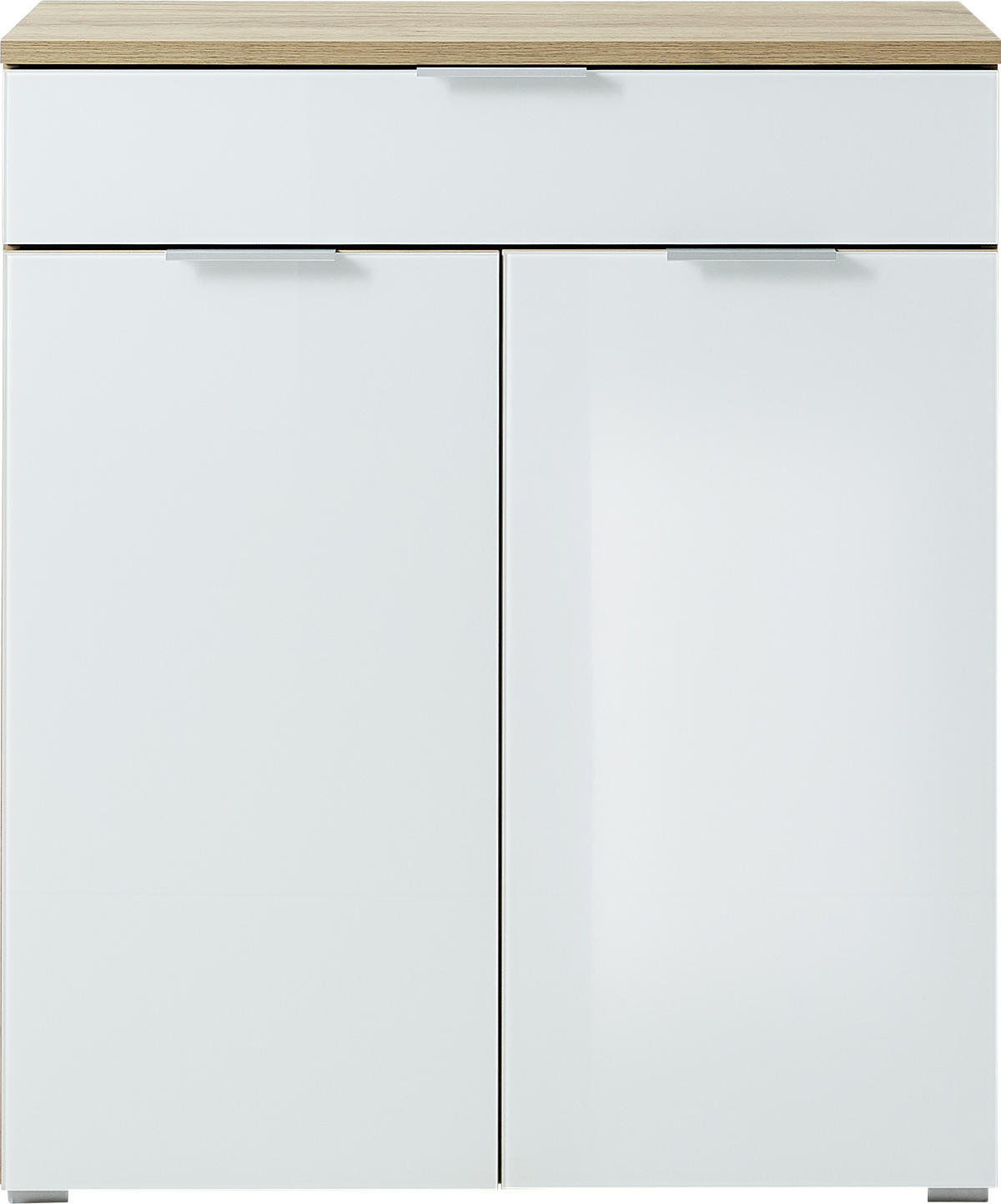 KOMMODE 89/105/40 cm  in Weiss, Eichefarben  - Weiss/Eichefarben, Konventionell, Glas/Holzwerkstoff (89/105/40cm)
