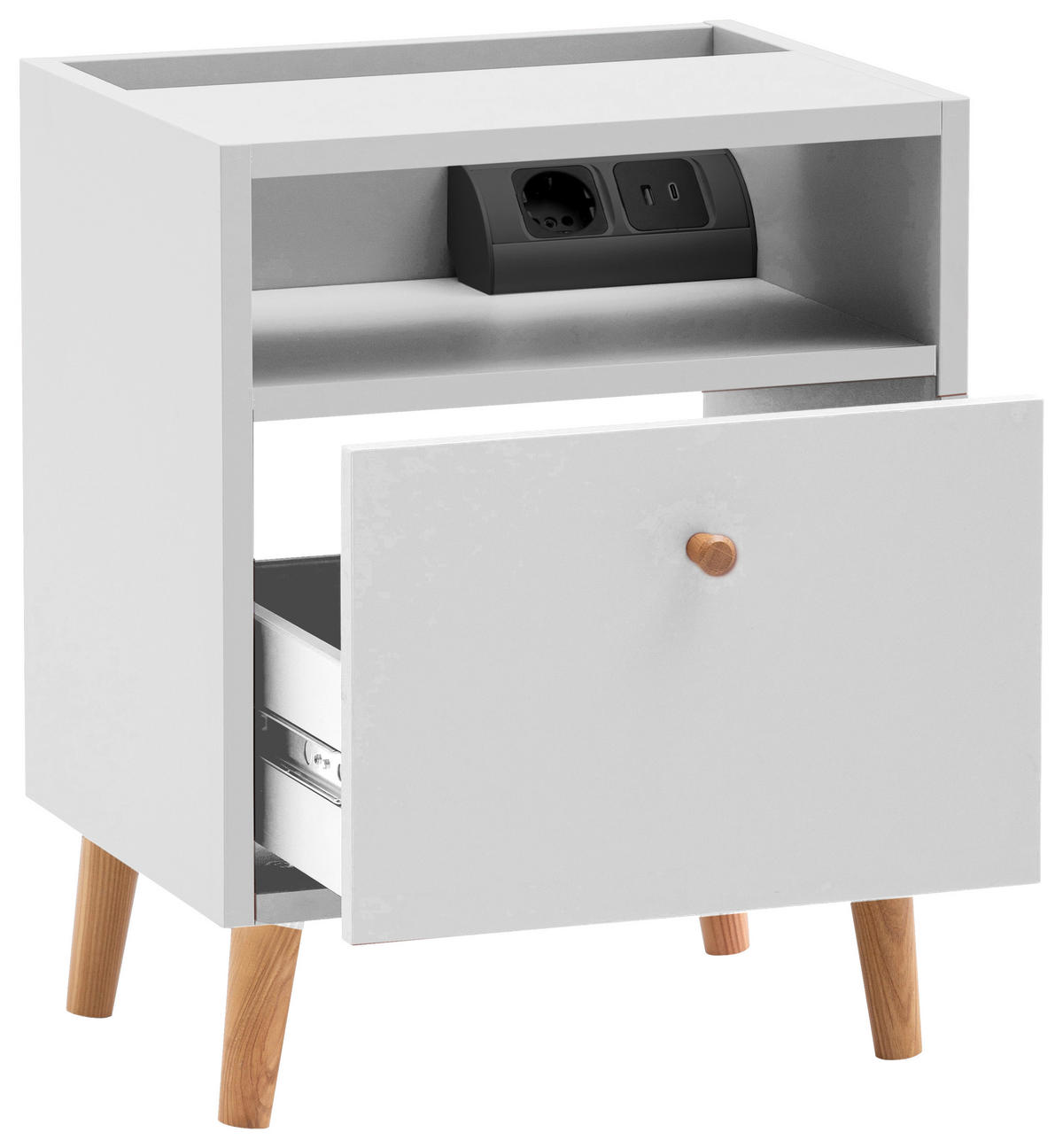 NACHTTISCH 40,2/50,1/32,7 cm  in Weiß  - Weiß, Design, Holz/Holzwerkstoff (40,2/50,1/32,7cm) - MID.YOU