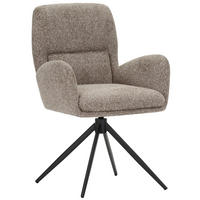 ARMLEHNSTUHL  Wippfunktion, Sitzfläche 360° drehbar, automatische Rückholfunktion Webstoff  Schwarz, Hellbraun  - Hellbraun/Schwarz, MODERN, Textil/Metall (63/91/65cm) - Hom`in