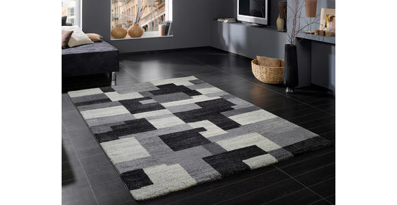 WEBTEPPICH 140/200 cm Astor Grid Grau, Schwarz  - Schwarz/Grau, Design, Textil (140/200cm) - Novel