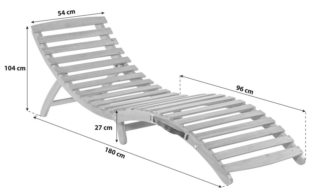 GARTENLIEGE 54/60/180 cm Akazie  - Grau/Akaziefarben, KONVENTIONELL, Holz/Textil (54/60/180cm) - Gardenson