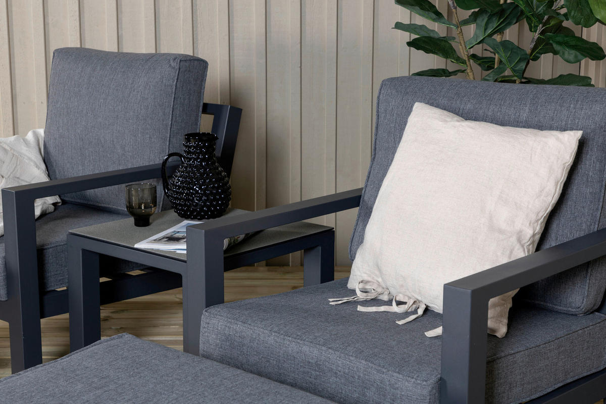 LOUNGEGRUPP aluminium  - grå/svart, Modern, metall/textil (75/77/87cm) - Gardenson