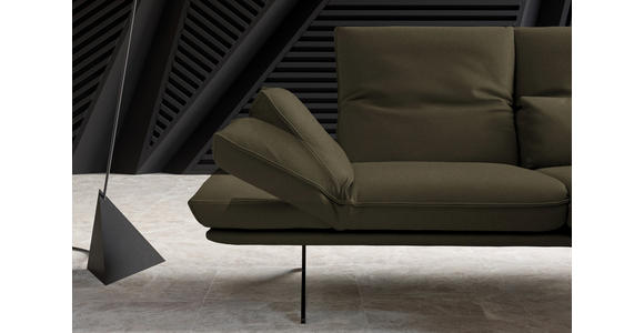 ECKSOFA in Echtleder Olivgrün  - Schwarz/Olivgrün, Design, Leder/Metall (210/130cm) - Dieter Knoll