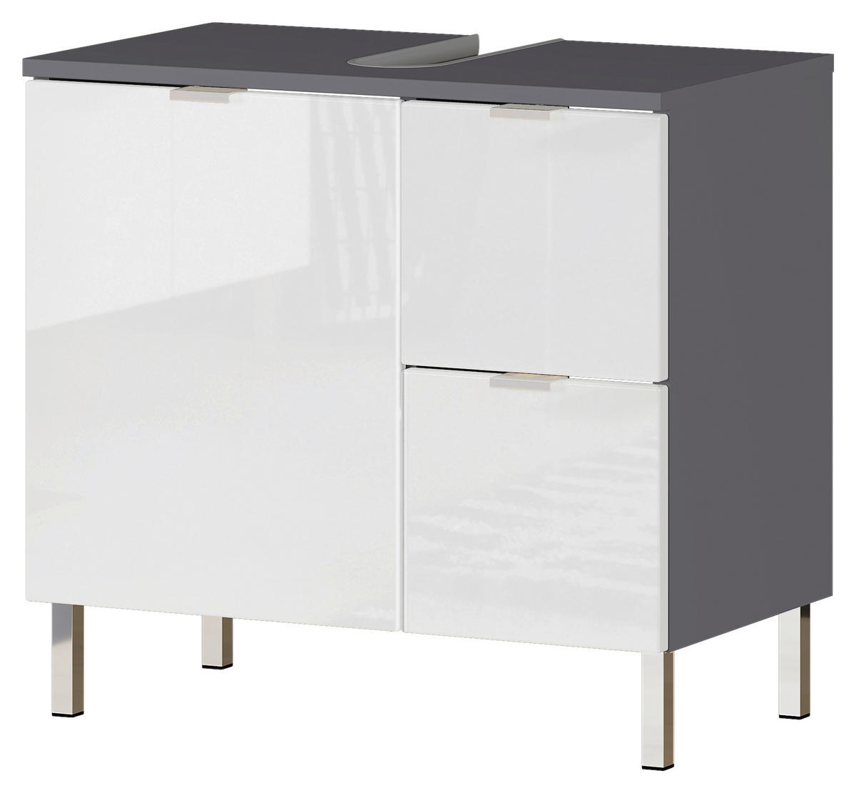 WASCHBECKENUNTERSCHRANK 60/56/34 cm  - Chromfarben/Graphitfarben, KONVENTIONELL, Holzwerkstoff/Metall (60/56/34cm) - Germania