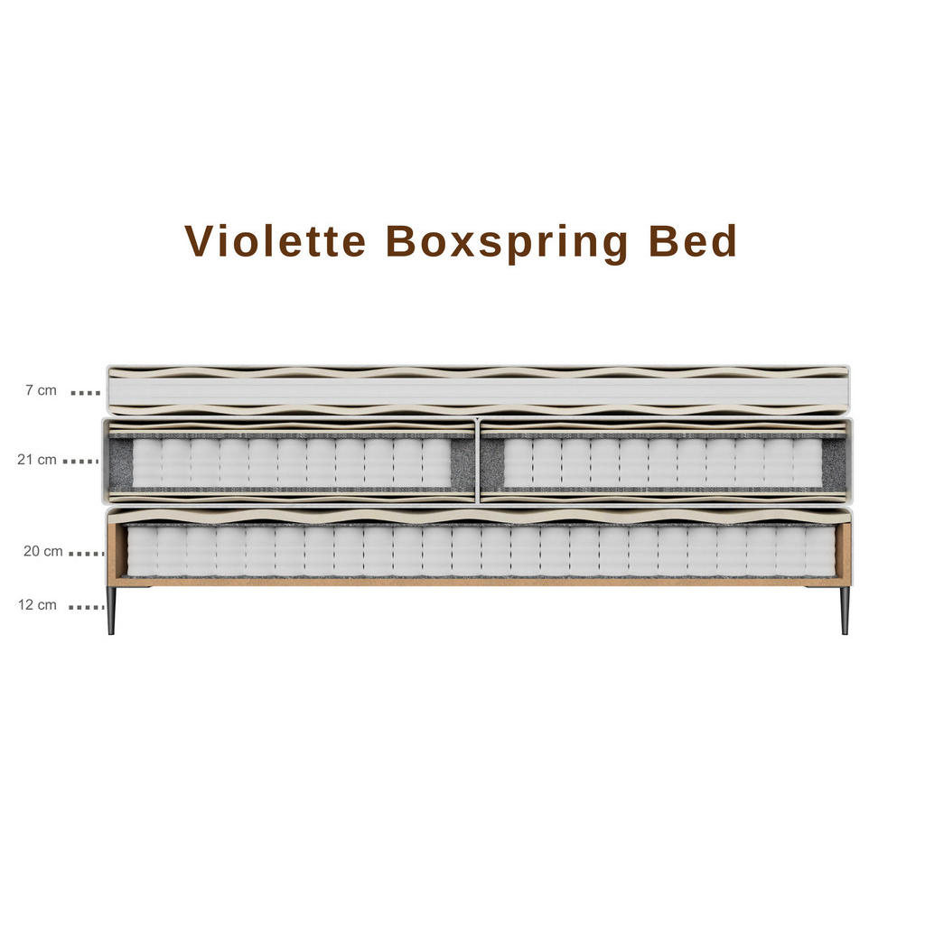 Thumbnail - Mid.you Boxspringbett, Creme, Textil, H2, 5-Zonen, Höhe ca. 28 cm, 120x200 cm, ISO 9001, Textiles Vertrauen - Oeko-Tex®,...