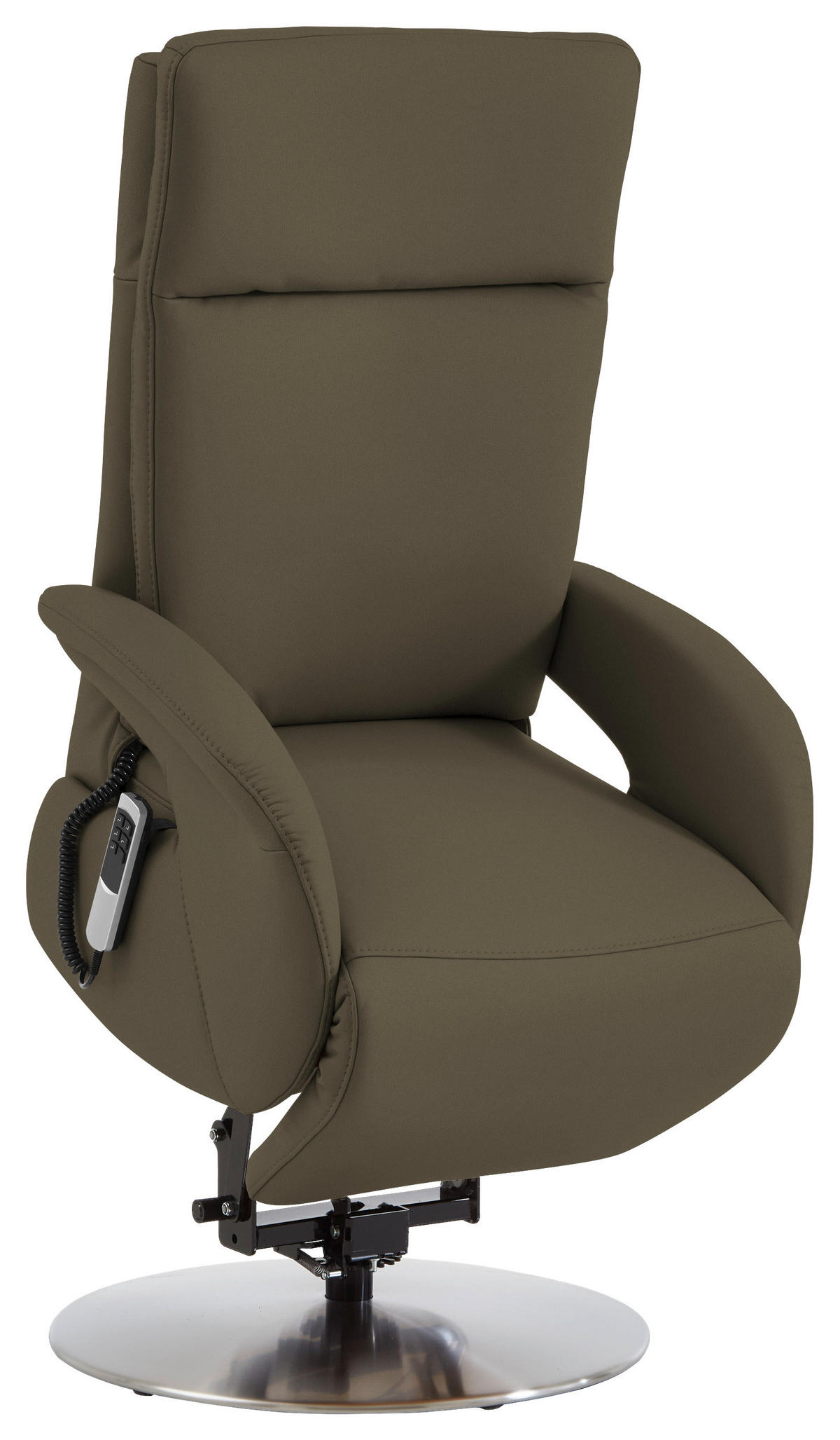 RELAXSESSEL in Leder Olivgrün  - Edelstahlfarben/Olivgrün, Design, Leder/Metall (70/108/80cm) - Cantus